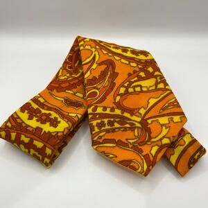 Vintage Handmade 1960's Men's Dress Tie Mod Paisley Design Groovy MCM Hippie